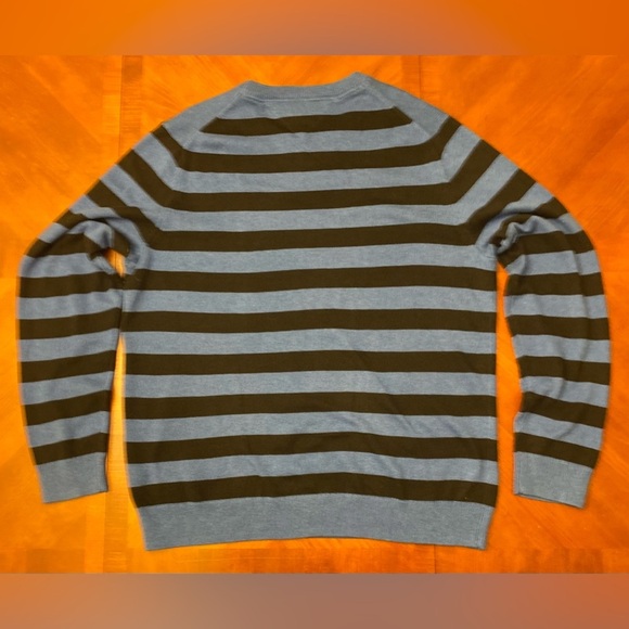 Men’s Tommy Hilfiger XL Sweater Crew Neck Striped Blue Cotton - Picture 2 of 7